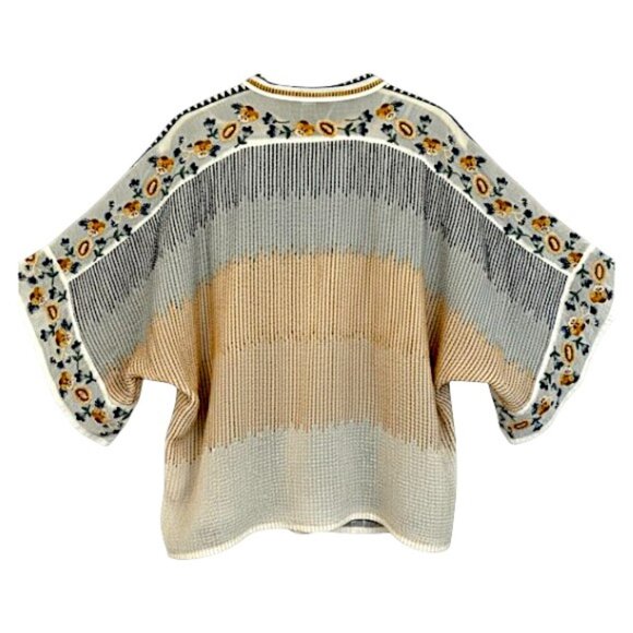 Johnny Was Embroidered Floral Minerva Blouse Blue Cream Boho XS - Picture 9 of 10